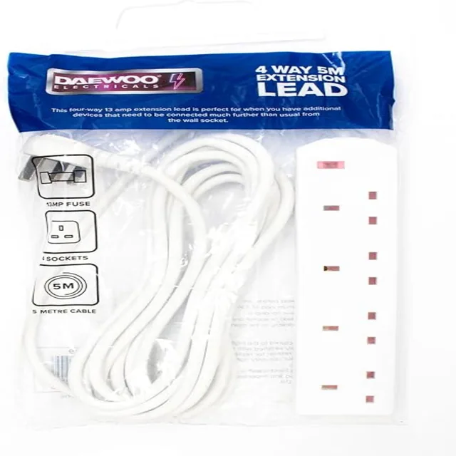 Daewoo 4 Way Extension Lead 5 m – EXT1029RD1