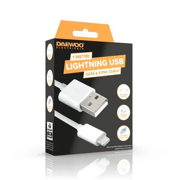 Daewoo Lightning USB Data & Sync Cable 1m – ELA1344