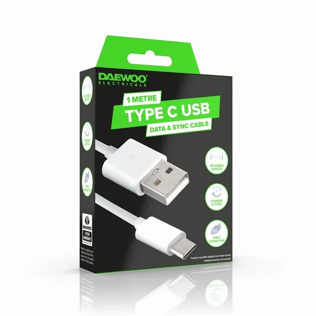 Daewoo Type‑C USB Data & Sync Cable 1m – ELA1346