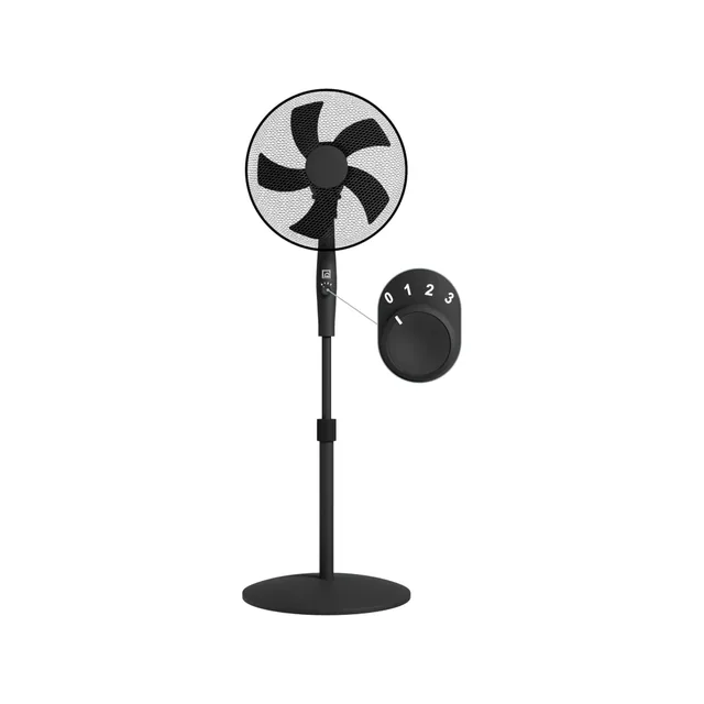 Knight 16" Pedestal Fan Sleek Matt Black Finish 5 Blade