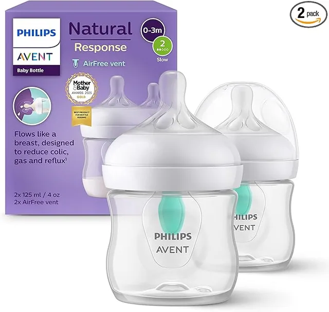 Philips Avent Natural Response Baby Bottle - 2X 125ml Baby Milk Bottle – SCY670/02