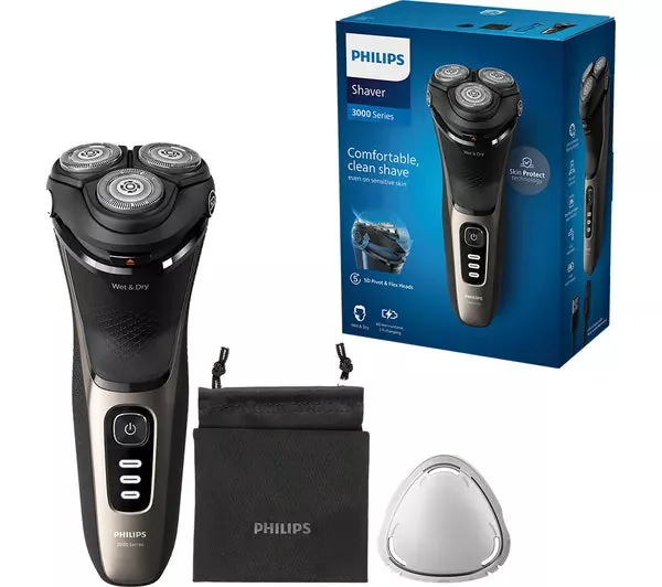 PHILIPS Series 3000 Wet & Dry Rotary Shaver, Black – S3242/12