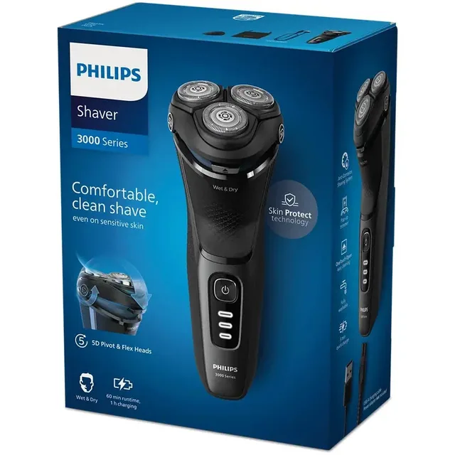 Phillips Series 3000 Wet & Dry Shaver Pivot Head & Pop up Trimmer – S3244/12