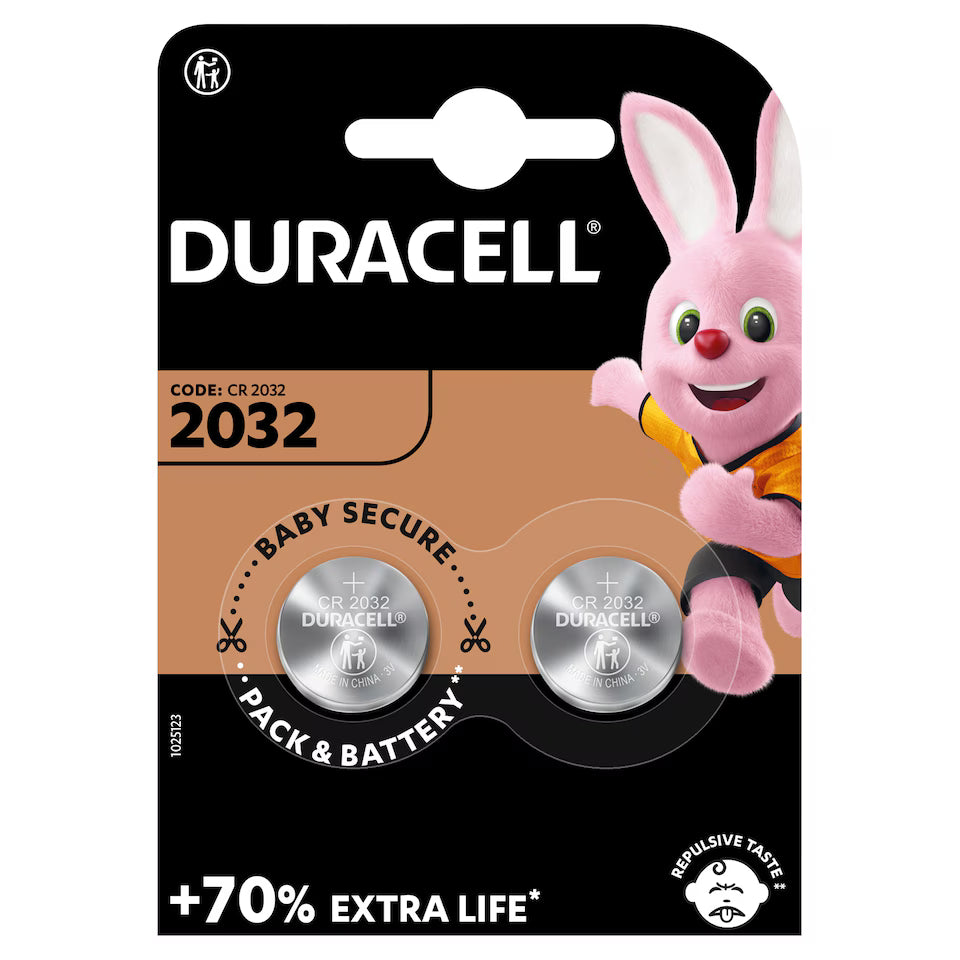 Duracell Lithium Coin Batteries 3V – 2 Pack – CR2032