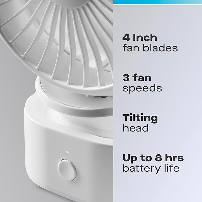 Daewoo 4” Portable Rechargeable Desk Fan - COL1540