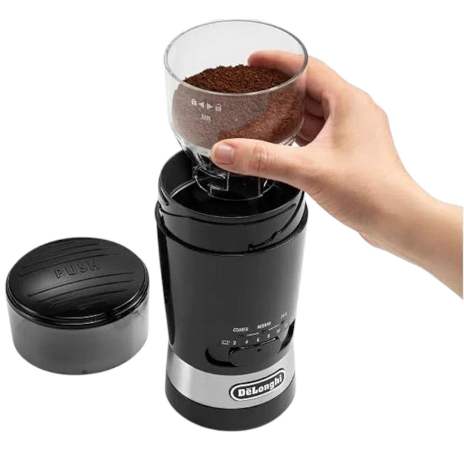 De'Longhi Electric Coffee Grinder, Stainless Steel, Black -  KG210