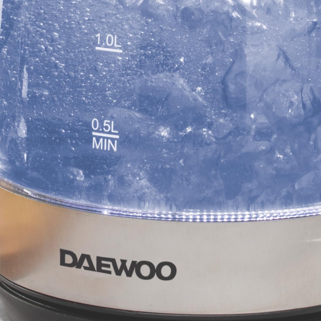 Daewoo 1.7L Glass Kettle, Fast Boil, 2200W Electric Kettle with LED Light - SDA1669