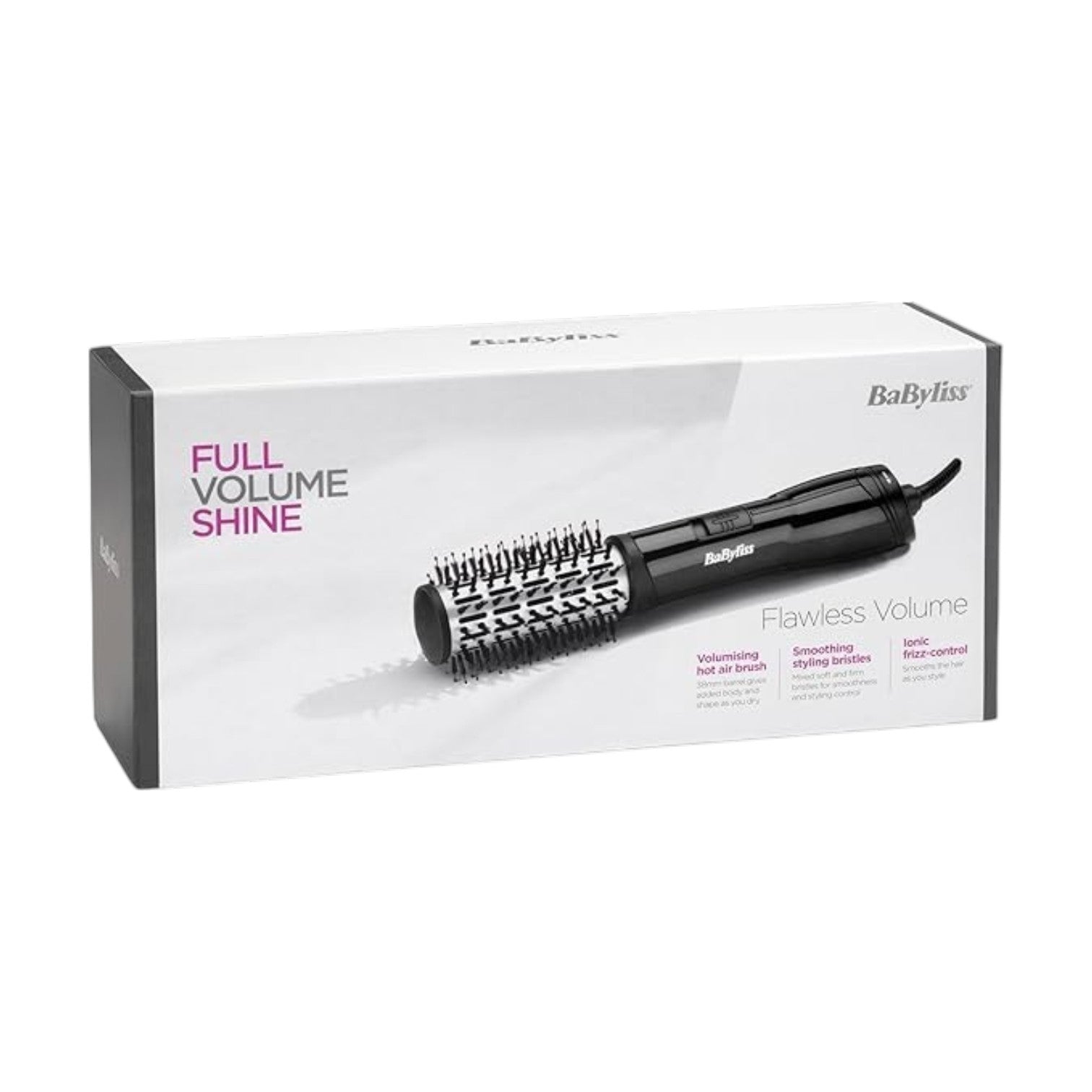 BaByliss Flawless Volume Hot Air Brush - Dry and Style in On Black - 2764U