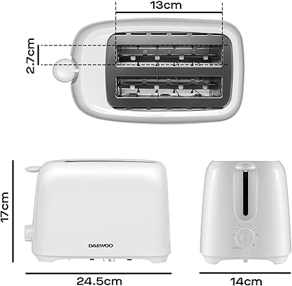 Daewoo Essentials 2 Slice Plastic Toaster – SDA2453PL