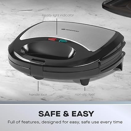 Daewoo 3‑in‑1 Sandwich, Panini & Crimp Maker 750W – SDA2759