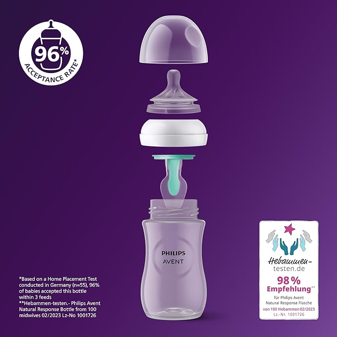 Philips Avent Natural Response Baby Bottle - 2X 125ml Baby Milk Bottle -  SCY670/02