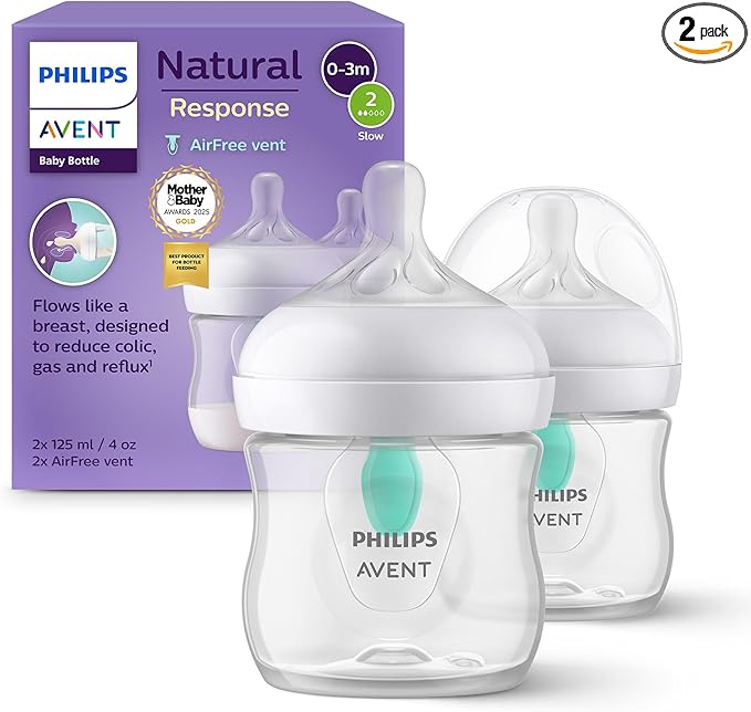 Philips Avent Natural Response Baby Bottle - 2X 125ml Baby Milk Bottle -  SCY670/02