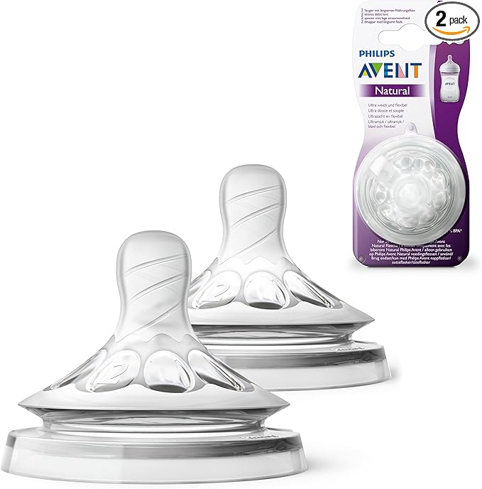 Philips Avent Natural Teat, 1 Month+, Slow Flow, Anti-Colic, Pack of 2 - SCF042/27