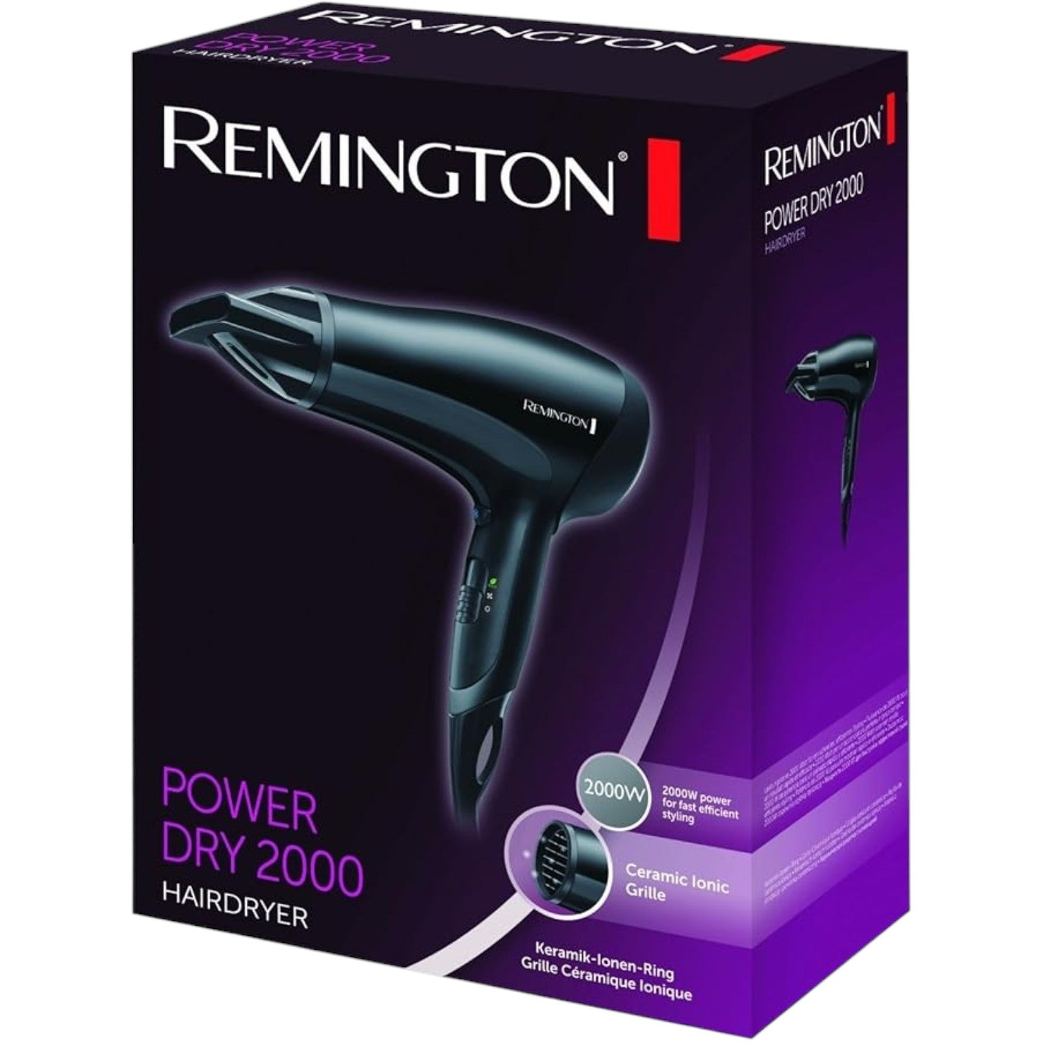 Remington  Power Dry Lightweight Hair Dryer, 2000 W, Black - D3010