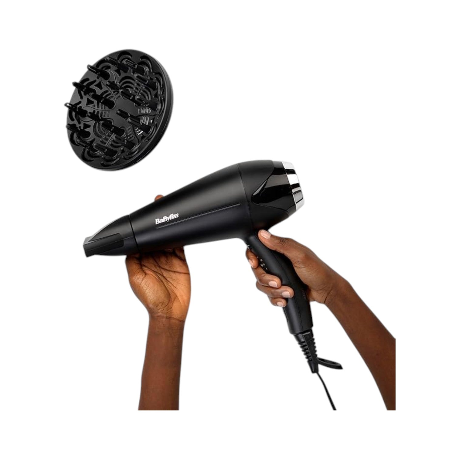 BaByliss Hair Dryer - 2200W, Diffuser, Ionic Frizz-F Black- 5572U