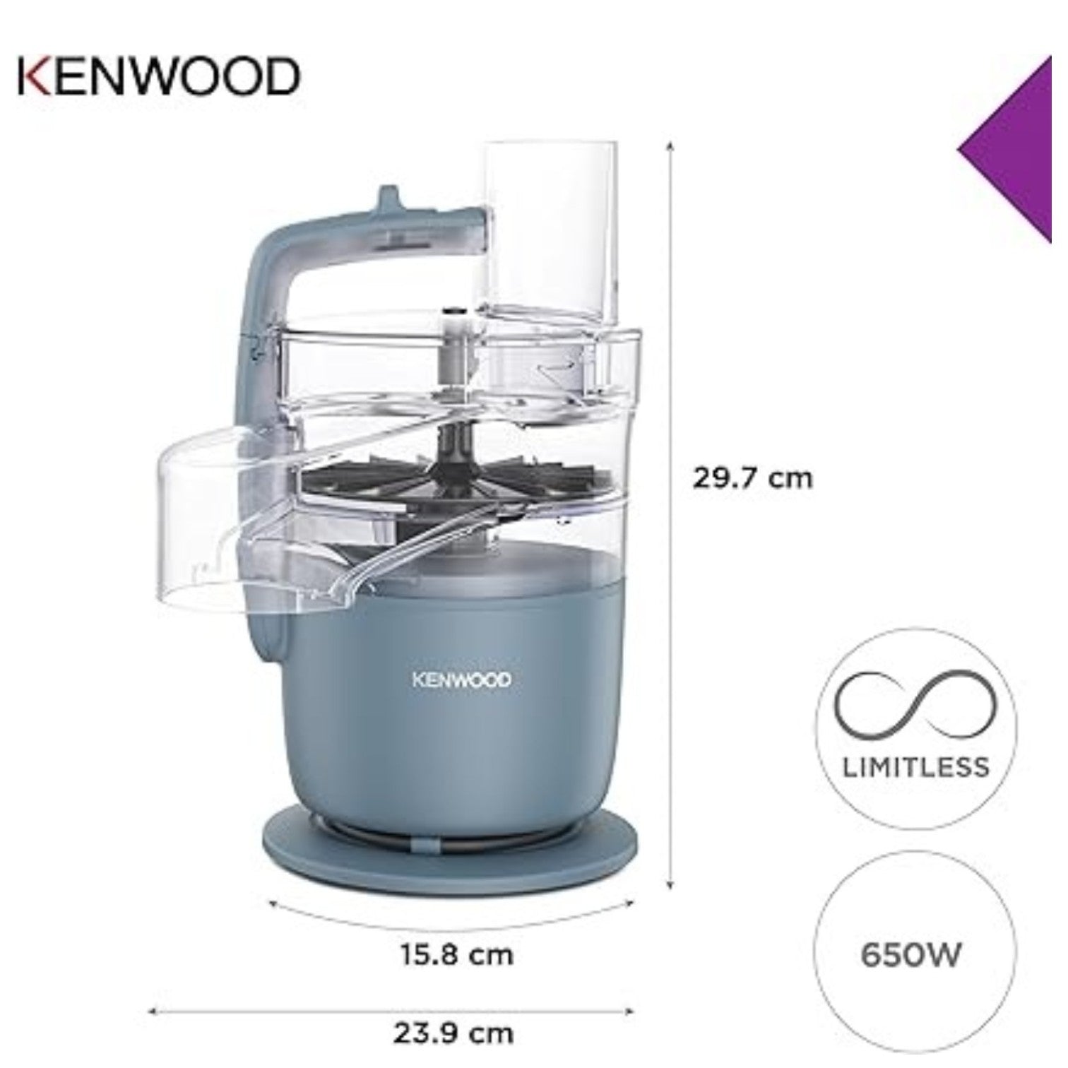 Kenwood, MultiPro Go,  Food Processor, for Chopping, Slicing - FDP22.130GY
