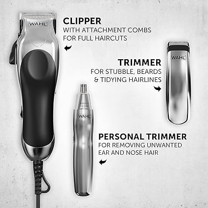 Wahl Chrome Pro Deluxe Hair & Nose Trimmer Kit – WM80103-801
