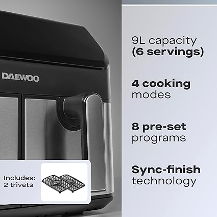 Daewoo Digital Double Drawer Air Fryer 9L – SDA2310GE