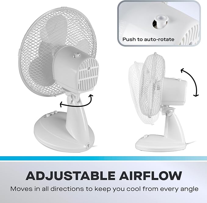 Daewoo 9 Inch Desk Fan, With Oscillation - COL1586