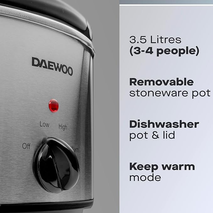 Daewoo 3.5L Slow Cooker, Compact Electric Cooker - SDA1364