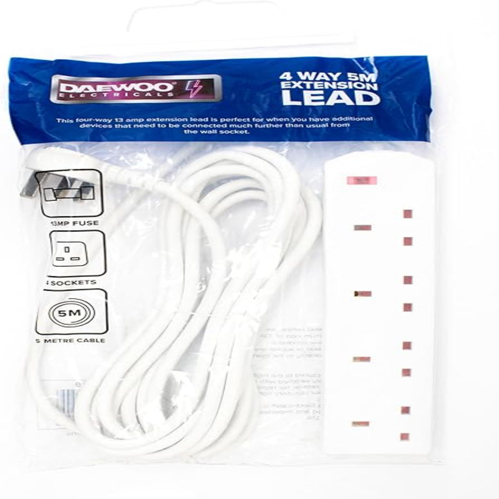 Daewoo 4 Way Extension Lead 5 m – EXT1029RD1