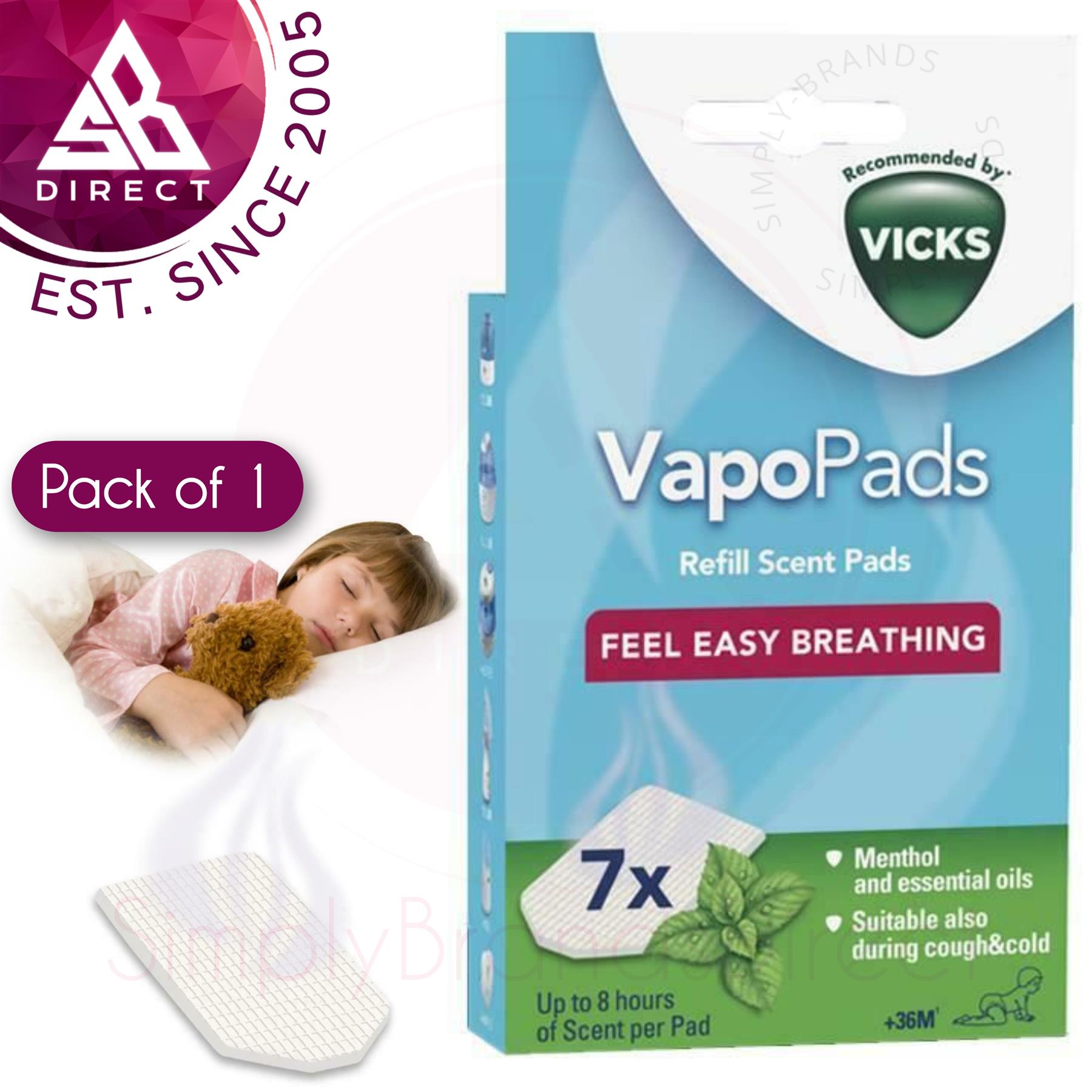 Vicks VapoPads Menthol – Essential Oil Scented Pad (VH7)