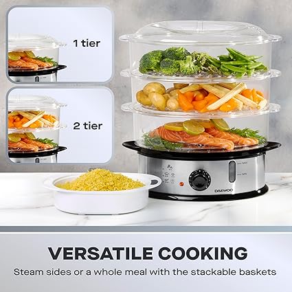 Daewoo 3‑Tier Food Steamer 1200W 9L – SDA1338GE