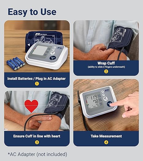 A & D Medical Blood Pressure Monitor Auto 60 Memory - UA767F