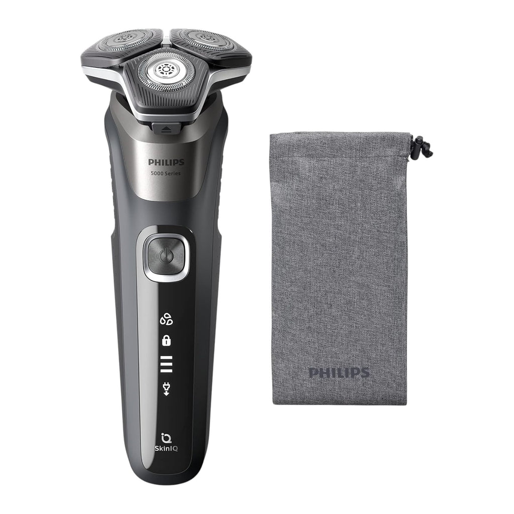 Philips Shaver Series 5000, Wet and Dry Rechargeable Electric Shaver, and Soft Pouch - S5887/10