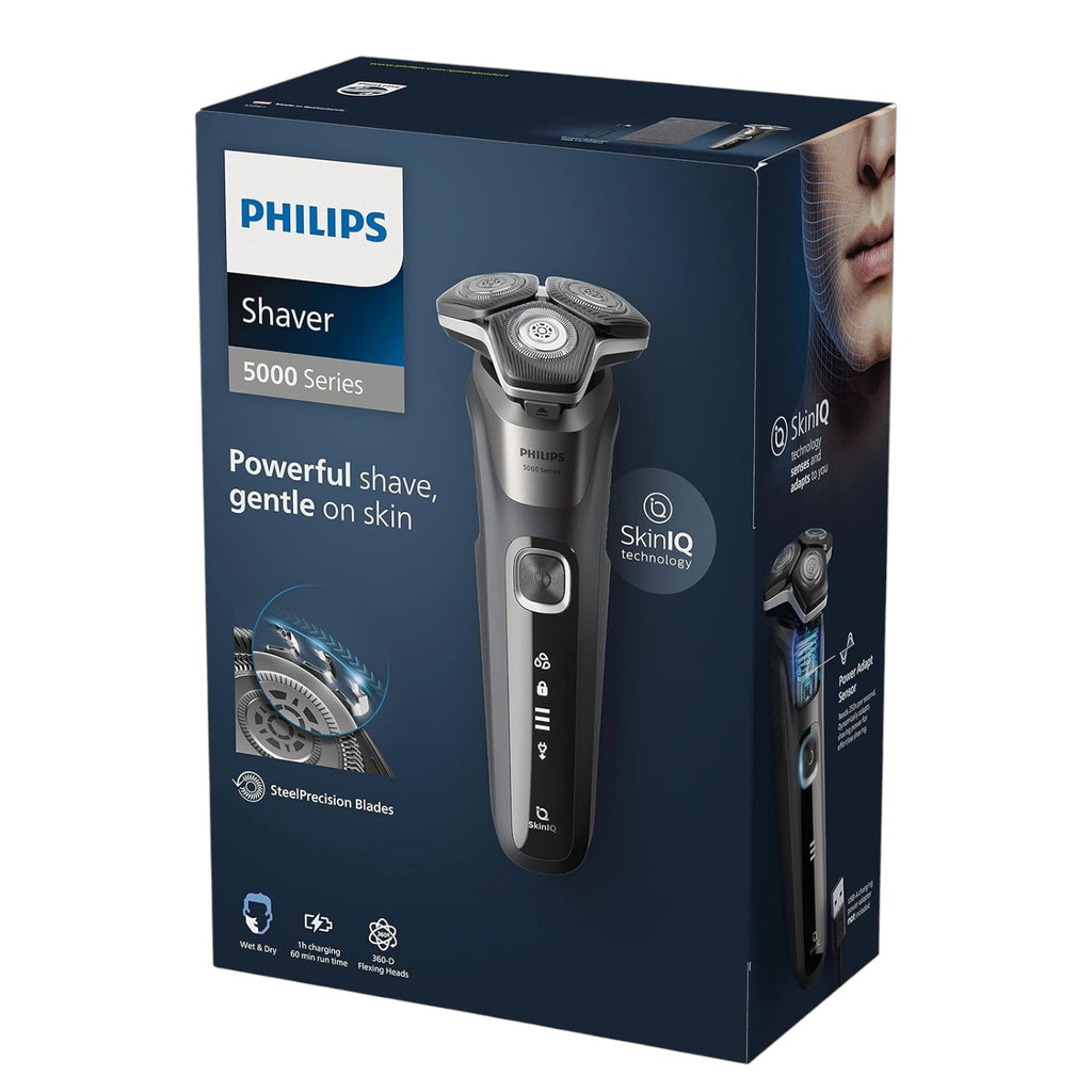 Philips Shaver Series 5000, Wet and Dry Rechargeable Electric Shaver, and Soft Pouch - S5887/10