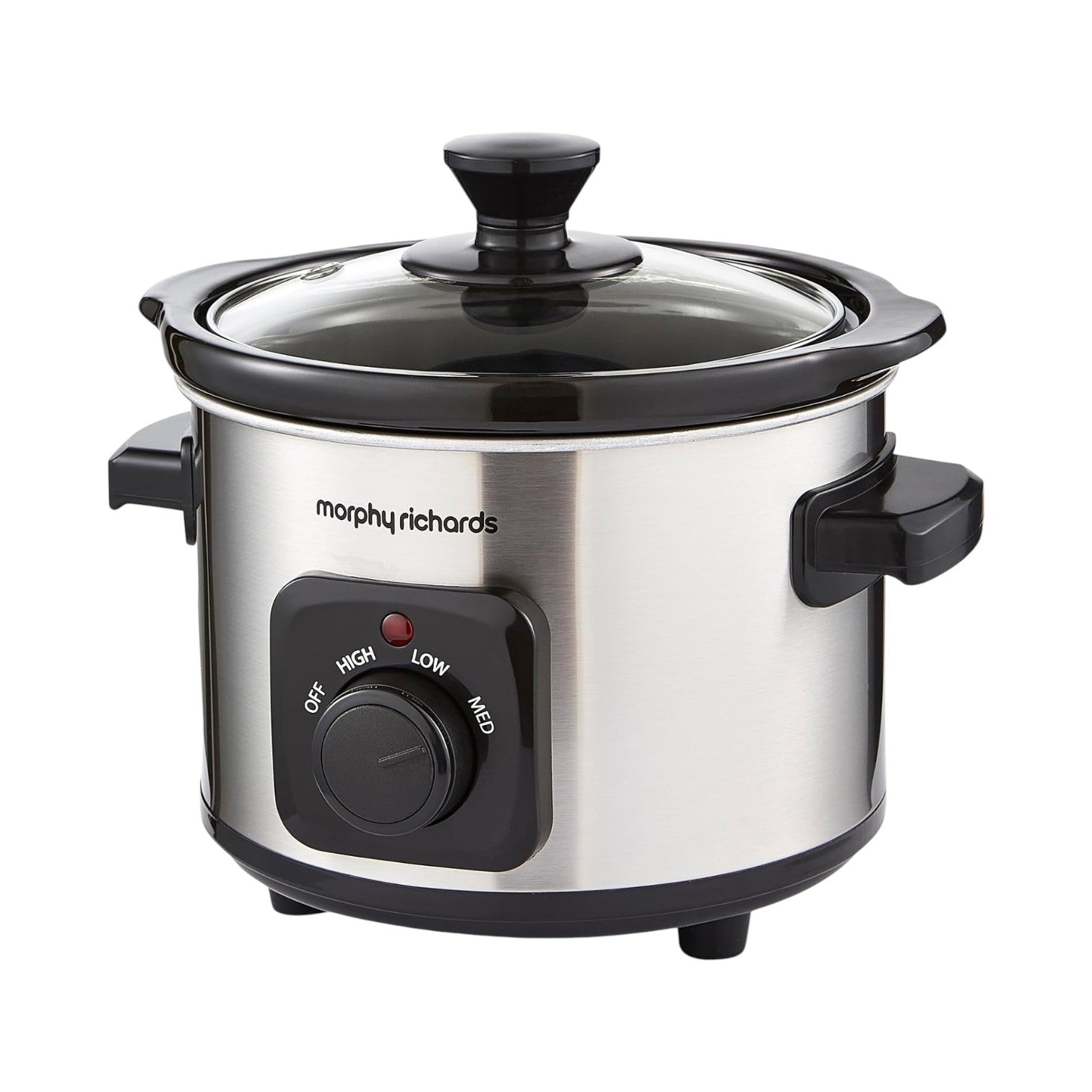 Morphy Richards Slow Cooker, 1.5L, Ceramic Pot, Lightweight & Compact, 3 Heat Settings, Stainless Steel Finish, For Couples, Small Households, Casseroles, Curries, Stews, Chillis, 460300