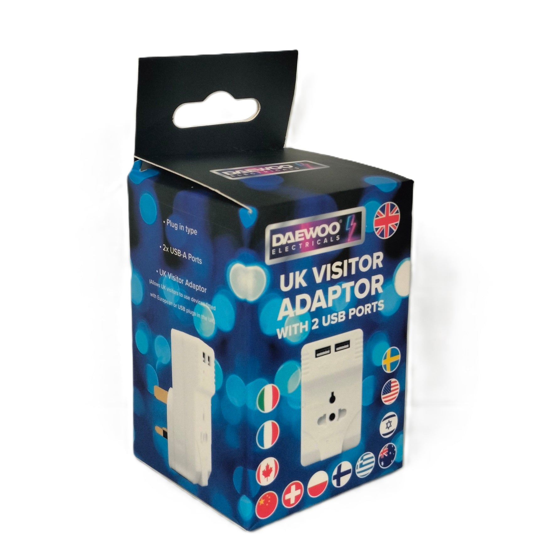 Daewoo UK Tourist Adaptor with 2 USB Ports – TVL1052