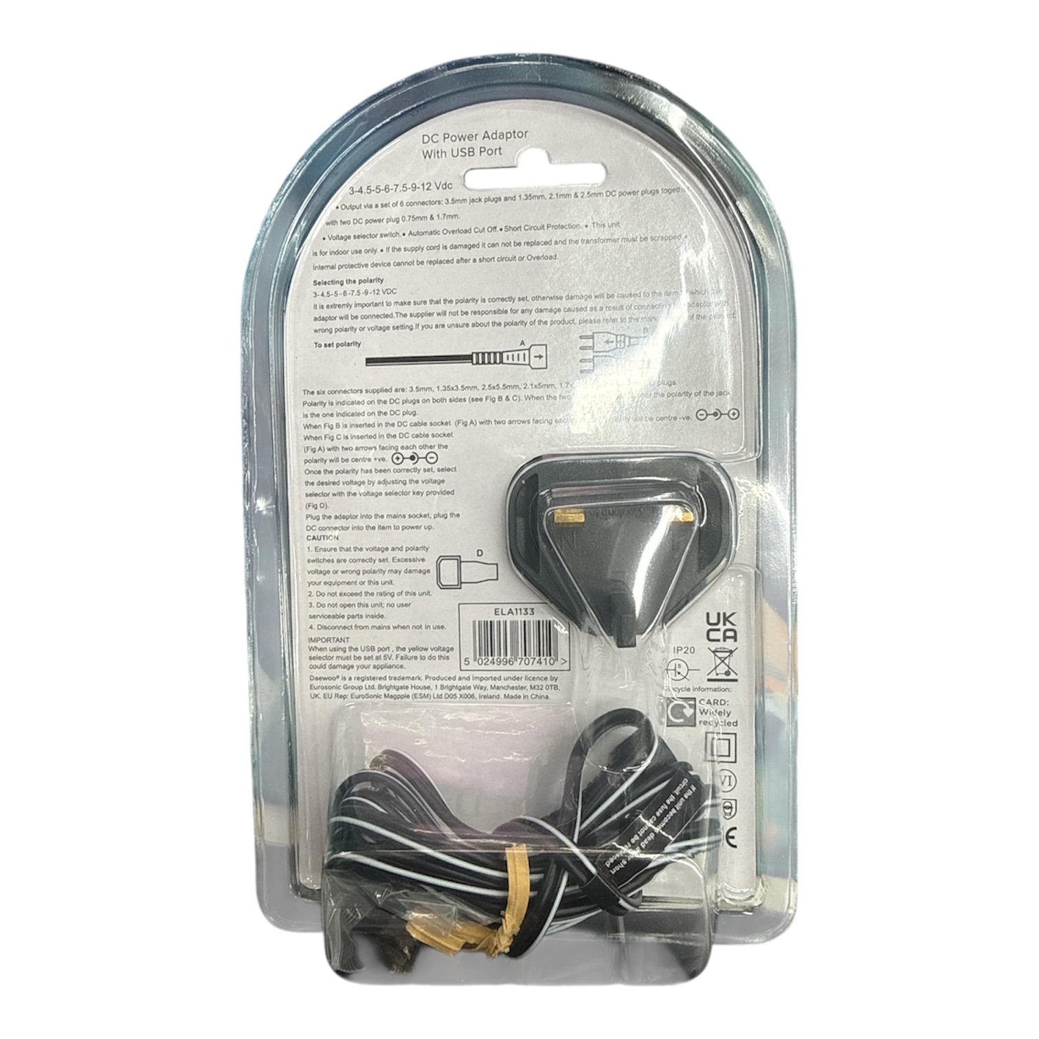 Daewoo DC Power 600mA Adaptor – ELA1133